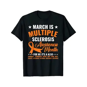 'S & 'S Short  March Is Multiple Sclerosis Awareness Month Warrior Unisex T-Shirt |   Plus-size clothing for both men and women, in sizes 0XL-5XL, Casual Style with Crew Neck, Short Sleeve, Random Print, Slight Stretch Fabric, Plus Size