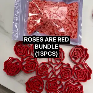 ROSES ARE RED POLYMER CLAY AND STRAWTOPPER BUNDLE 13PCS Craft Supplies for DIY Projects