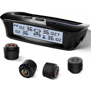 Tymate RV Tire Pressure Monitoring System - M12-3 Tire Pressure Monitor System (0-87 PSI) with Solar Charge, 5 Alarm Modes, Auto Sleep Mode, LCD Display, RV TPMS