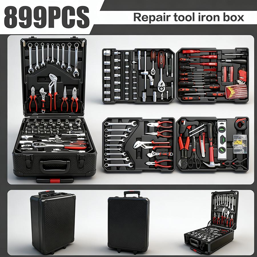 899-Piece Tool Set - High-Capacity Portable Metal Tool Case,Wheeled Mobile Tool Cabinet, and 4-Tier Aluminum Alloy Storage Unit- A Complete Kit for Mechanical Repair & Home Maintenance - ThePerfect Father's Day Gift