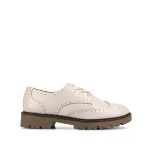 CLAUDIYA OXFORD VEGAN LEATHER LOAFER IN WIDE - Bone Patent