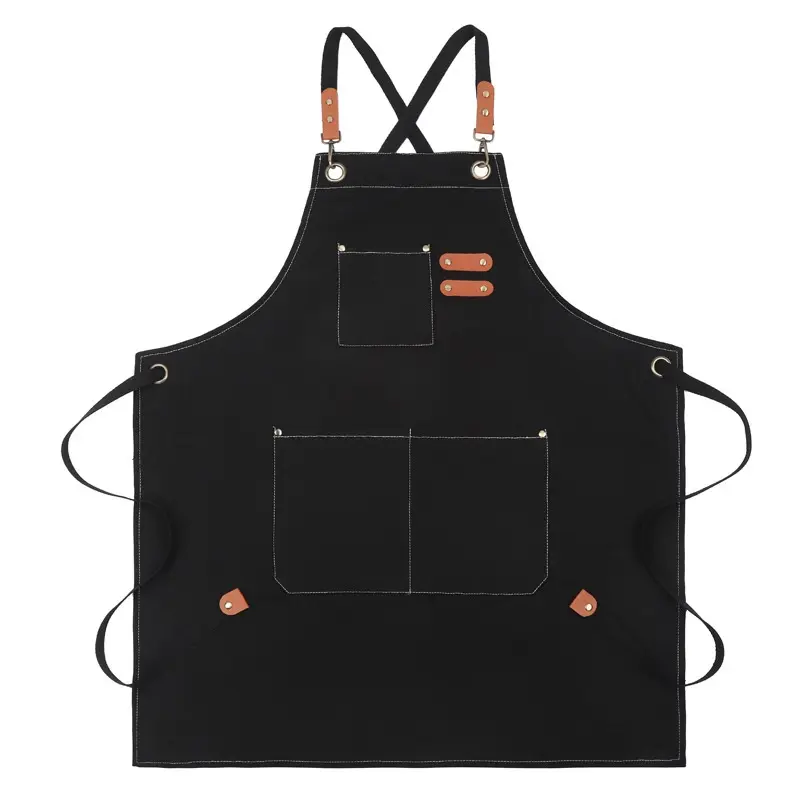 Chef Aprons for Men Women with OversizedPockets, 16-Ounce Cotton Canvas Cross BackHeavy Duty Work Apron