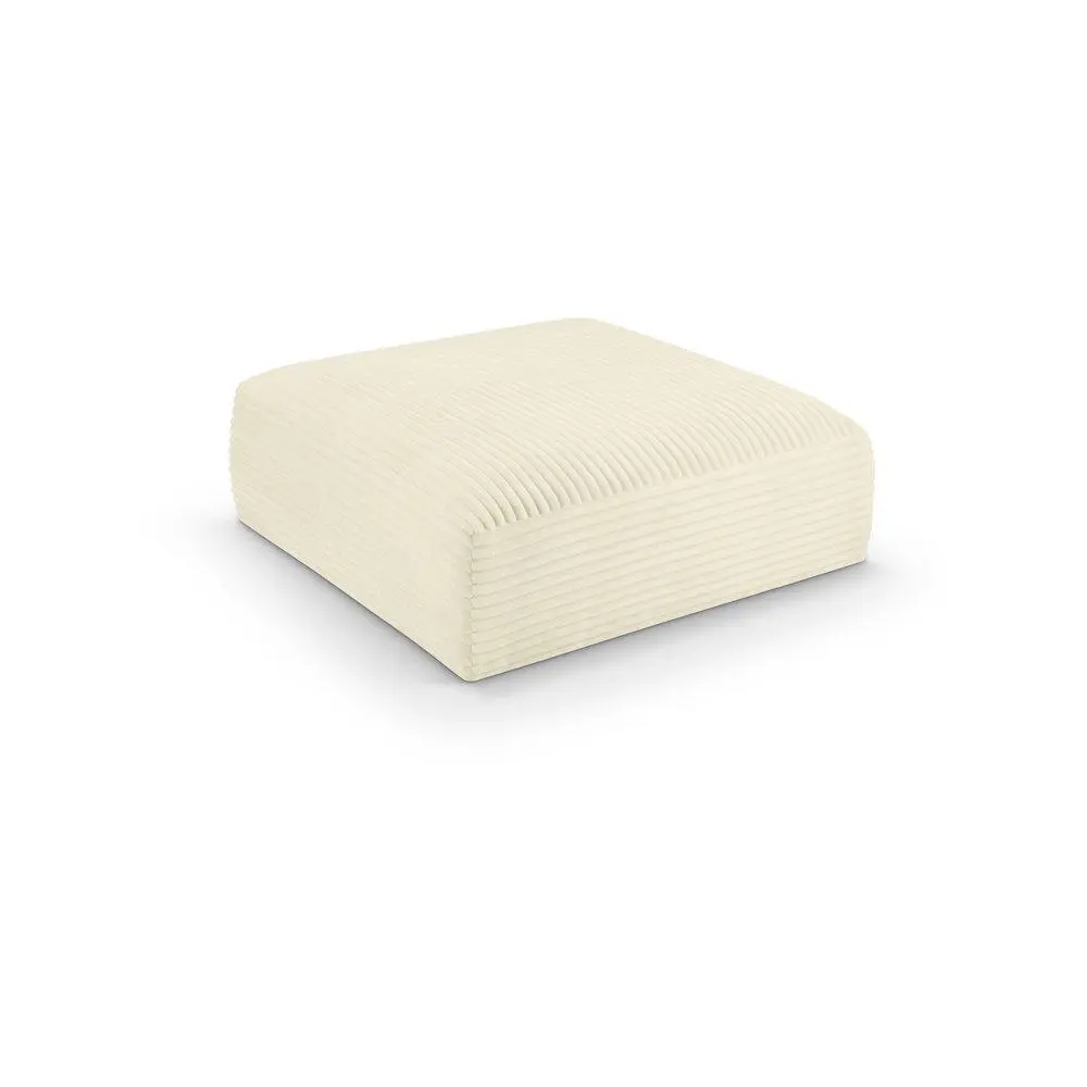 Contemporary Shaggy Cream Corduroy Performance Fabric Ottoman, Indoor Furniture Stool & Bench