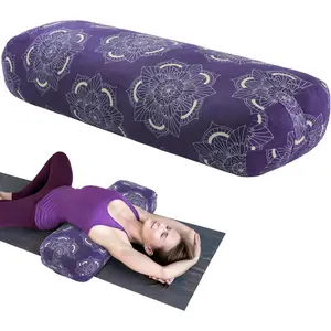 Yoga Bolster Pillow, Rectangular Yoga Bolster for Restorative & Meditation, Professional Meditation Cushion with Carry Handle