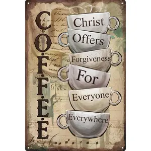 Vintage Coffee Metal Iron Sign wall art Decoration for A Family Living Room Cafe 8x12 In