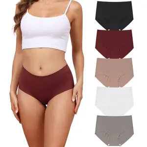 LEVAO 5 Pack Women's Seamless Mid Waist Invisible Panties – Soft, Breathable, No Show Underwear S-XXL