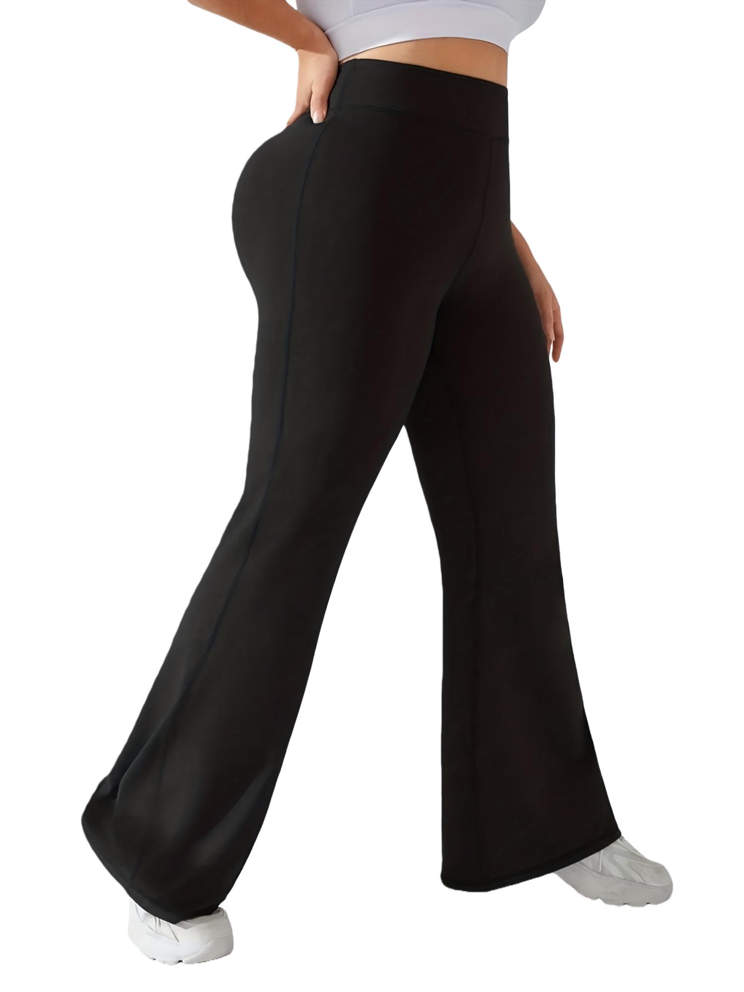 3pcs Set - Plus Size High-Waisted Flared Pants with Diagonal Pockets - Comfortable And Stretchy - New Autumn Style ,New Wide-leg Pants For Women In All Seasons, Casual Hip-lifting High-waist Stretch Pants, Loose Flared Pants Suitable For And Aerobics