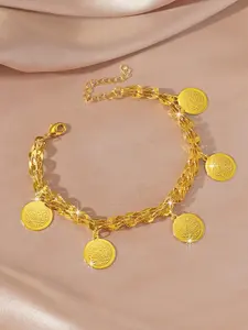 High Quality Phoenix Tail Ancient Coin Bracelet Jewelry, 24k Gold Plating, Hand Chain Style, Perfect Valentine's Day Gift for Women, Exquisite Bracelet