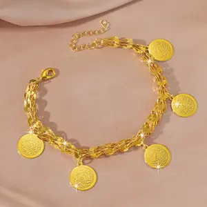 High Quality Phoenix Tail Ancient Coin Bracelet Jewelry, 24k Gold Plating, Hand Chain Style, Perfect Valentine's Day Gift for Women, Exquisite Bracelet