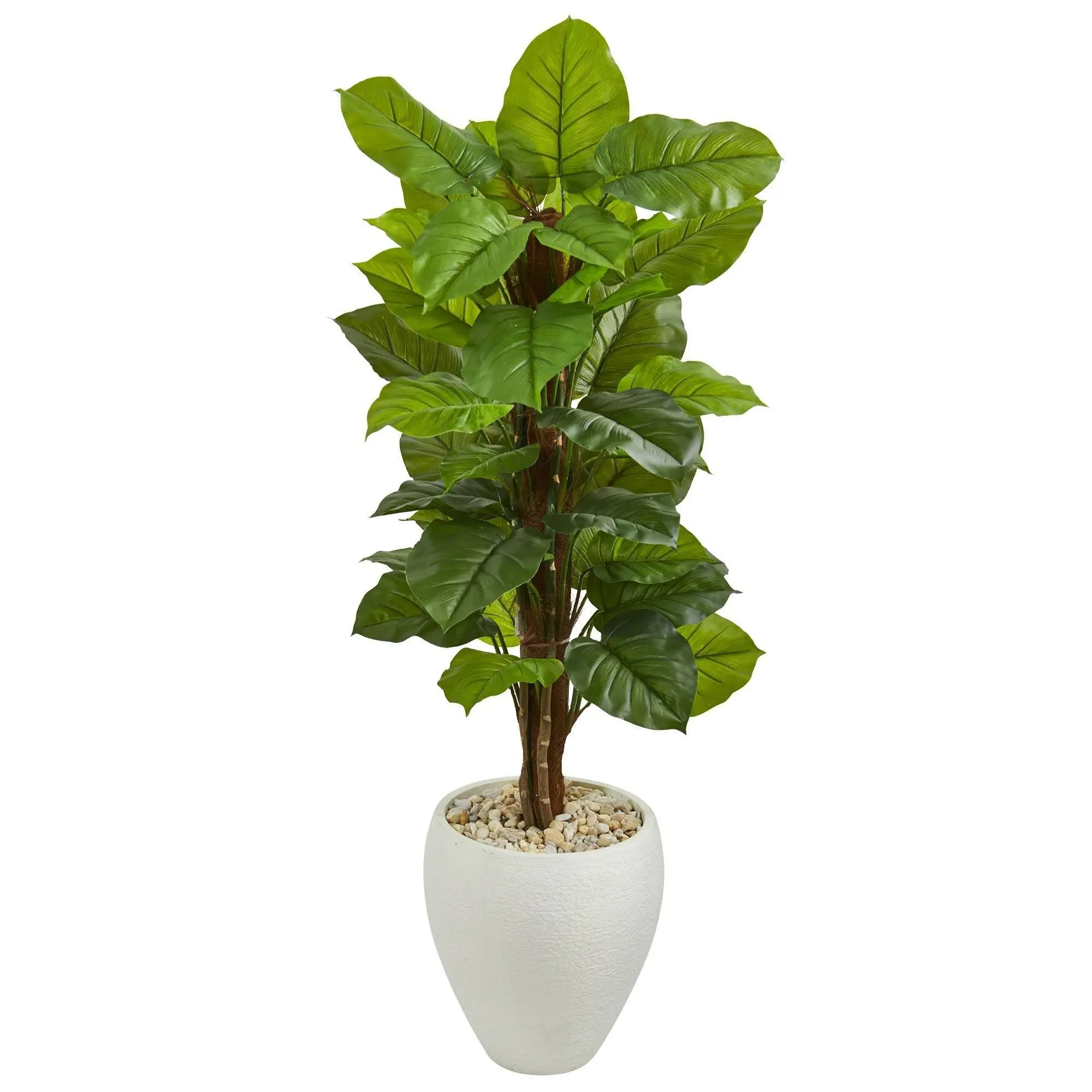 5' Real Touch Large Leaf Artificial Philodendron Indoor Plant in White Oval Planter - Photorealism, Botanical Aesthetic, Chic Indoor Plants Decor for Bedroom, Lifelike Look Room Decor Home Supplies, Plant Decor