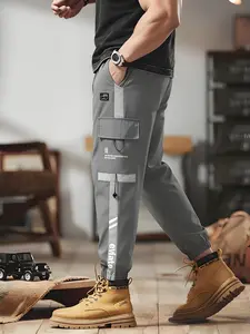 Men’s Cargo Jogger  — Multi-Pocket Zippered Design,  Street Style, Solid Color, Elastic Waist, Retro, Versatile, Four-Season Wear  men Casual Loose-Fit Drawstring Pants Baggy Wide Leg Sweatpants slacks