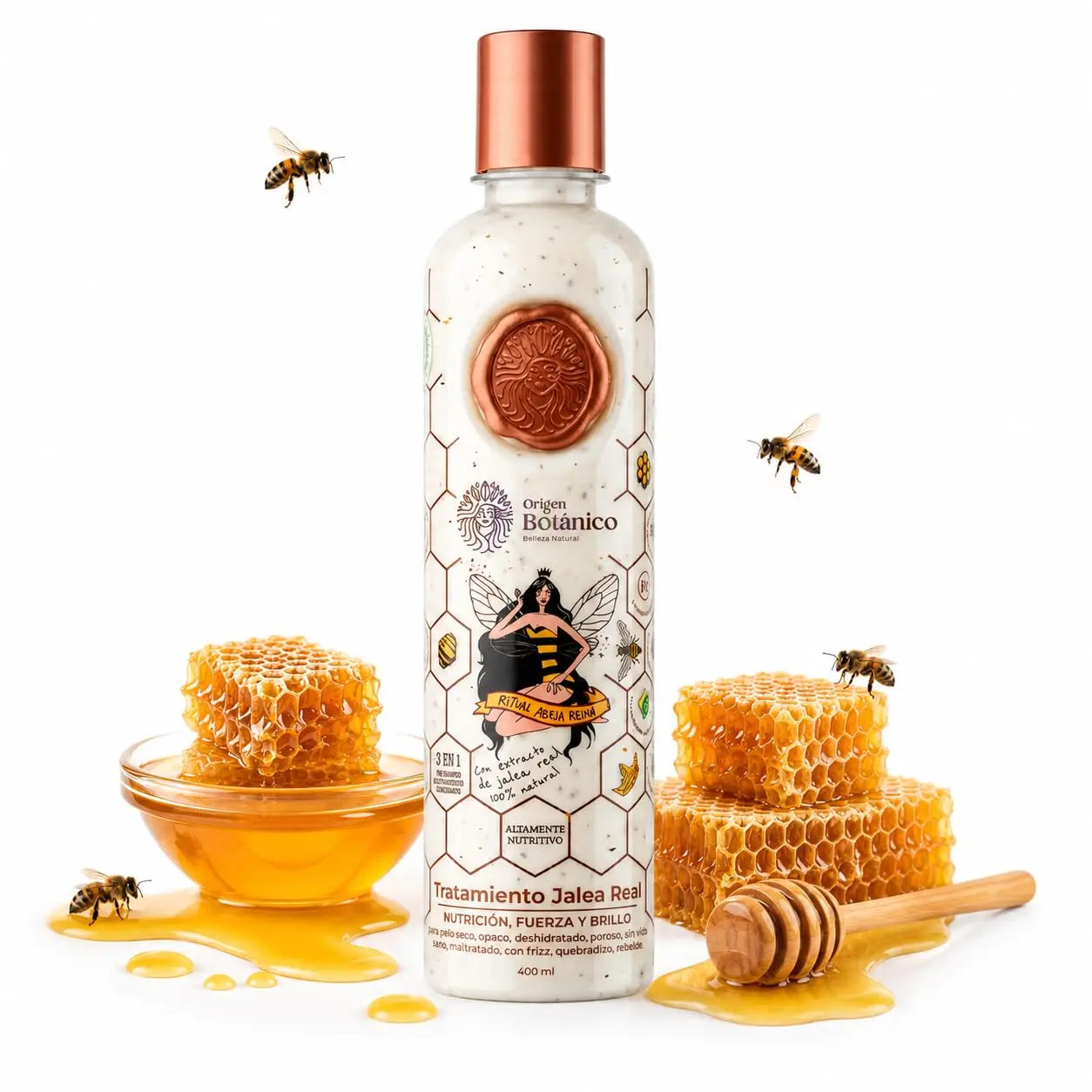 Origen Botánico Royal Jelly 3-in-1 Hair Treatment – Pre-Shampoo, Conditioner & Deep Hair Mask for Dry & Damaged Hair