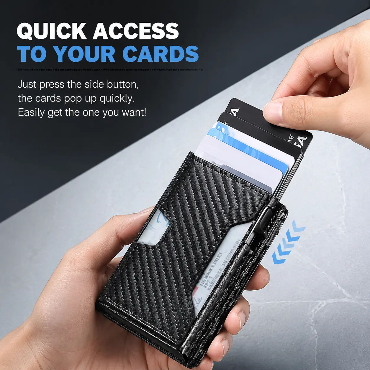 Wallet for Men, Mens Minimalist Wallet 8-10 Cards, Slim Compact Wallet with ID Window, RFID Blocking Smart Pop Up Card Wallet, Metal Aluminum Credit Card Holder Bifold Wallet ,Fathers Day Gift tiktokshopbacktoschool,back to school,back to school haul,soho