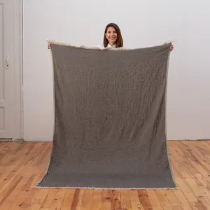 Ekani Linen & Cotton Blend Turkish Throw Blanket for Fall Home Decor