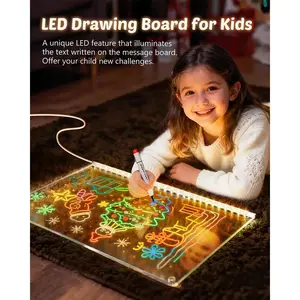NewBlack Friday Children's LED Drawing Board 2026 New Model 12inch Luminous Notepad with 7 Markers and Tripod Color Doodle Luminous Board Children's Birthday Christmas Halloween Gift