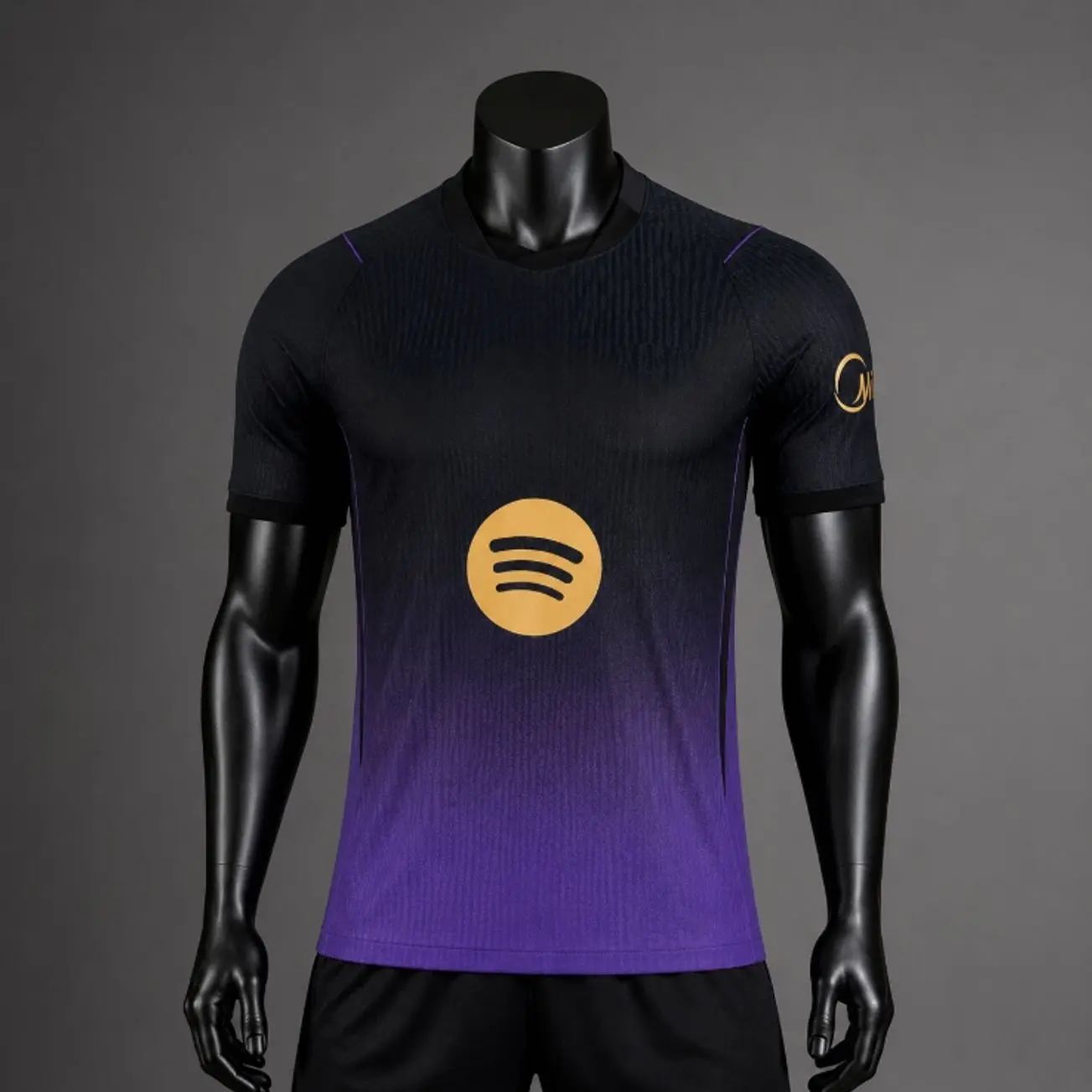 [FULL LOGO] 2026-27 Purple Black Soccer Jersey, Gold Detail Football Shirt, Short Sleeve Athletic Fan Jersey, Premium Sportswear Top for Men & Women, Classic Away Style
