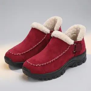 Winter short boots for ladies - fashionable walking trend in 2025 Driving to Brunch Winter Boot Collection - Cozy Fleece Lined Ankle Boots with Anti-Slip Suede & Fur Lining for Women's Cold Weather Outings Girl Lightweight Comfort Loafers pink  white  sho