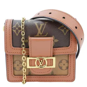 Pre-owned Louis Vuitton Canvas Crossbody Bags Dauphine Micro Monogram Reverse Crossbody Bag Brown