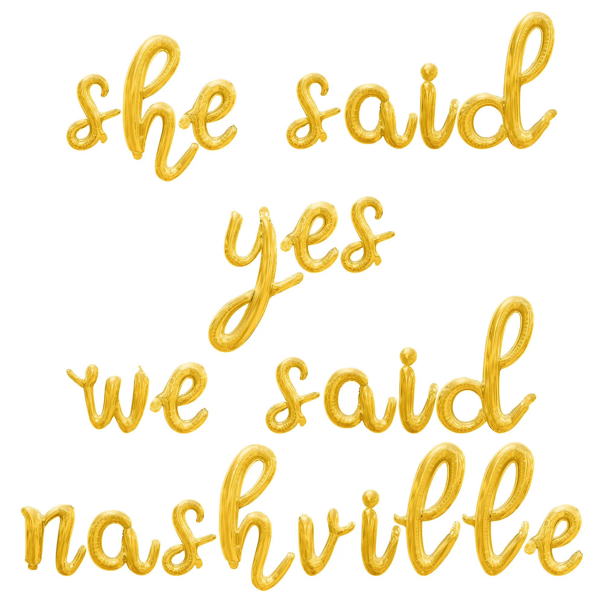 Cursive Script Letter Balloons - SHE SAID YES WE SAID NASHVILLE 16" Inch Alphabet Letters Foil Mylar Balloon Bachelorette Party Banner