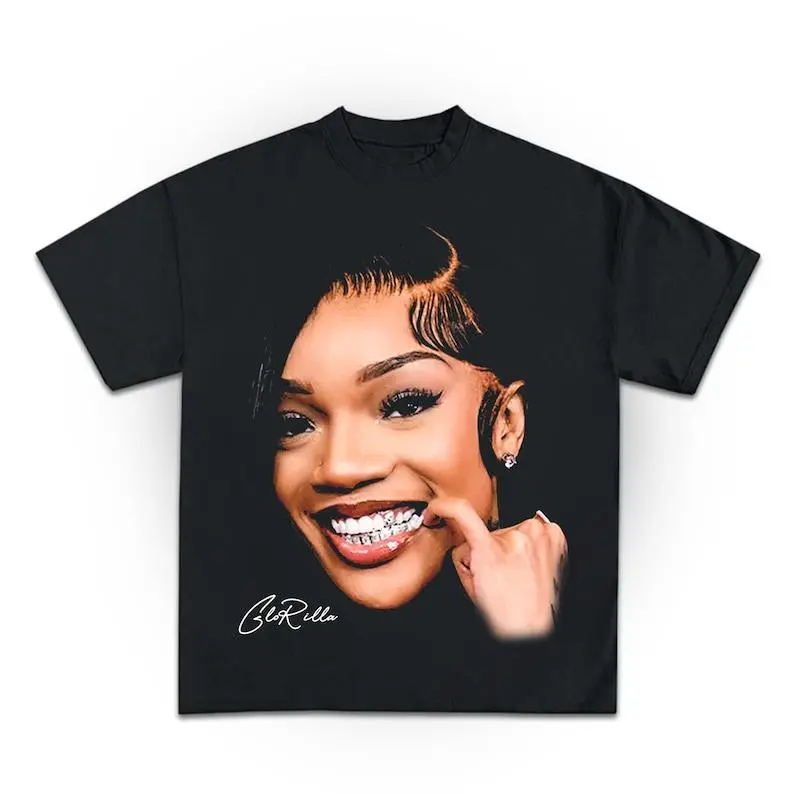 GloRilla Bootleg Concert Concert T-Shirt, Streetwear GloRilla Rapper Tee Gift, Vintage Hip Hop Apparel Casual Cotton Shirt