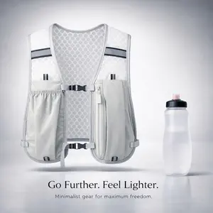 1pc 125g Ultralight Trail Running, Sports Hydration Vest Gear, Breathable Honeycomb Mesh, Multi-Pocket Storage, Fits 500ml Bottle & Phone, Front & Back Zip Pockets, Adjustable Chest Straps, Reflective Details, Unisex for Night Running, Marathon, Hiking