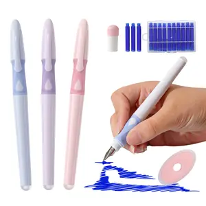 Leven Erasable Disappearing Blue Fountain Pens 8 Pack, Fine Point Fountain Pen for Calligraphy Writing, School Office Journaling Supplies