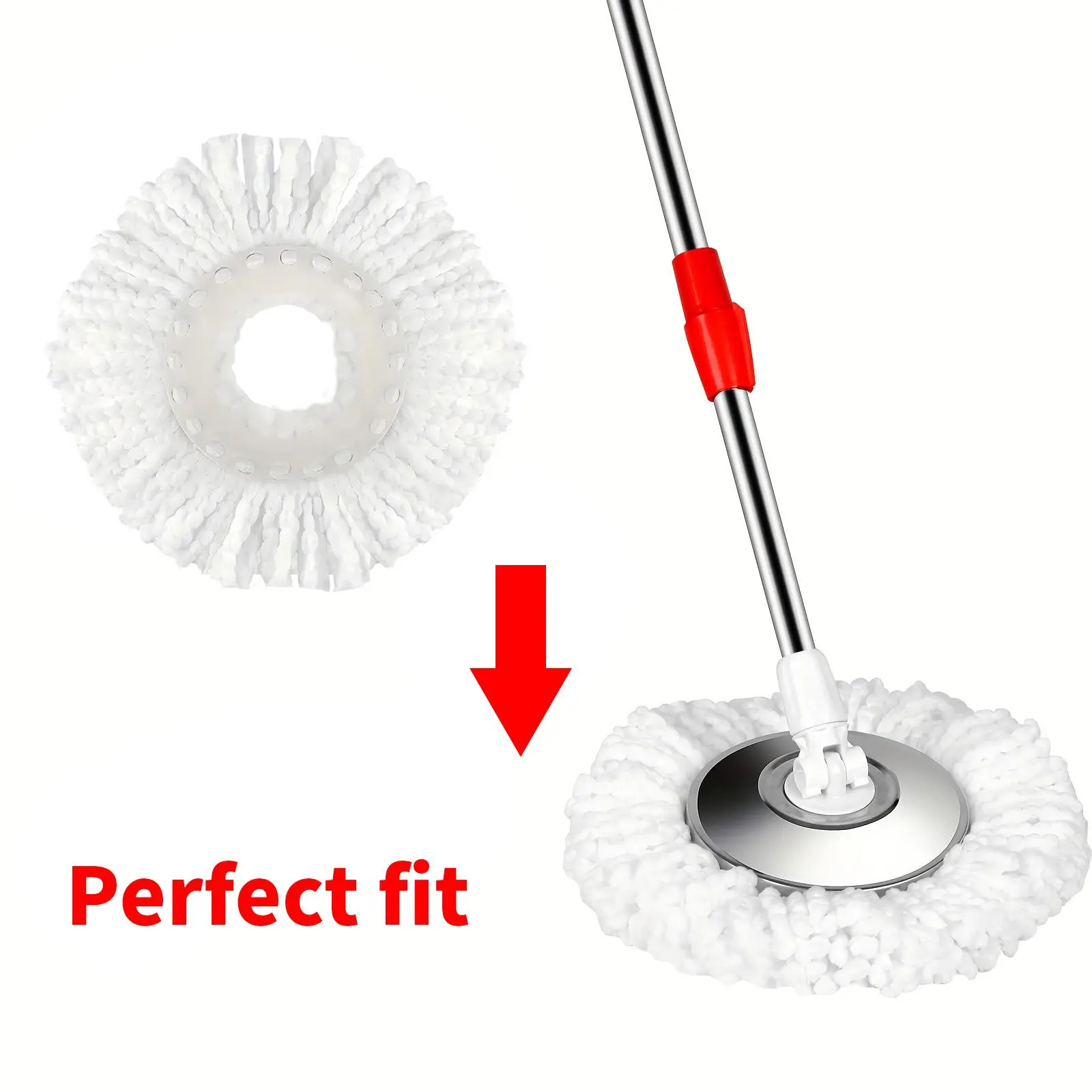 4/6/8 Pcs Spin Mop Replacement Heads, 360° Microfiber Mop Refills, Universal Fit Standard Size, Round Shape for Easy Deep Cleaning, Compatible with Most Spin Mop Systems