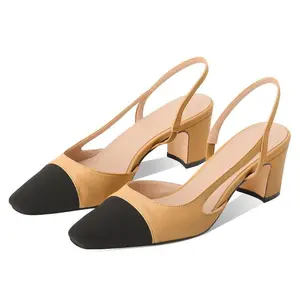 Womens Pumps Slingback High Heels Round Toe Heeled Sandals Ankle Strap Summer Sandals Wedding Dress Shoes Fall Winter Sandals