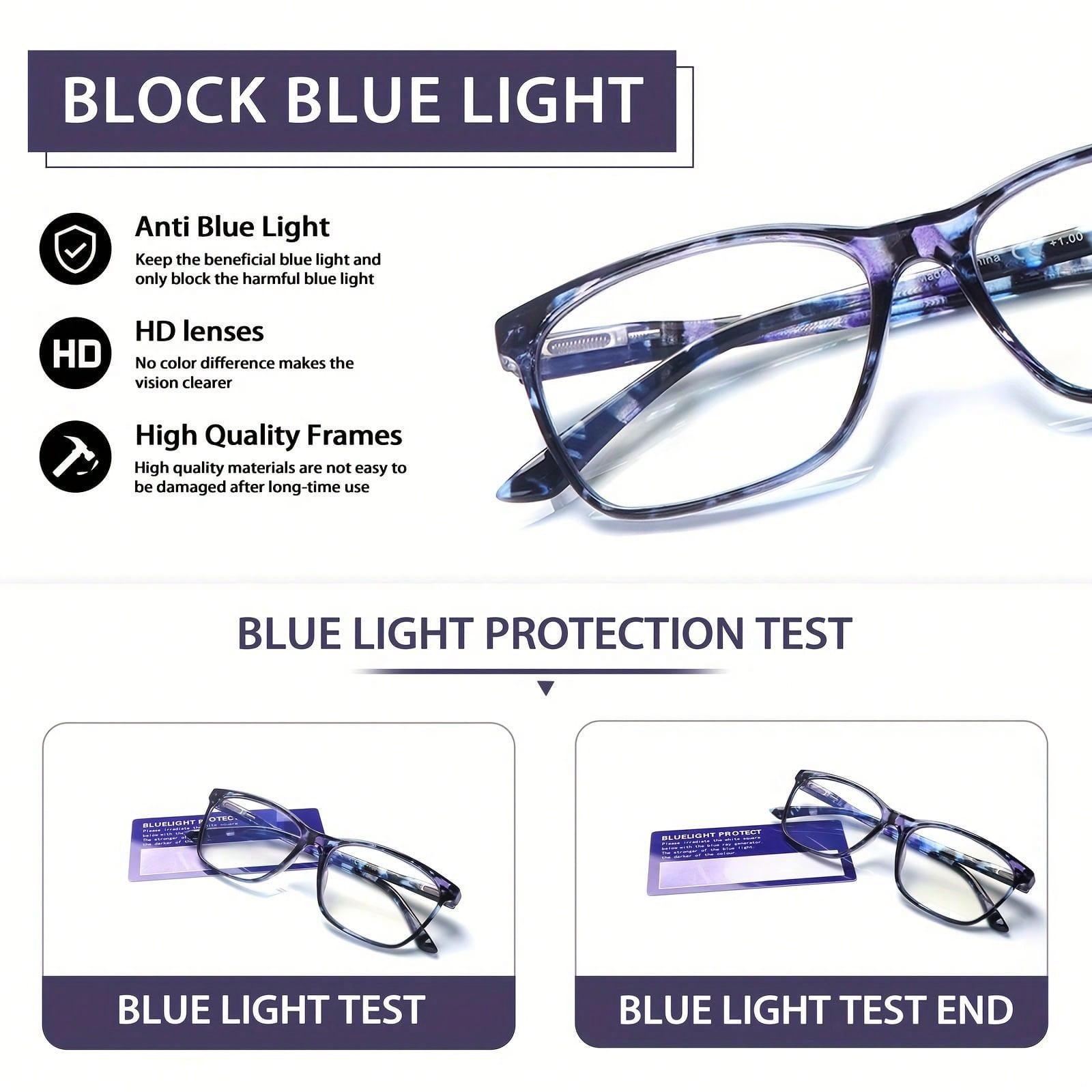 ZOECENT 2 pack Multifocal Blue Light Blocking Reading Glasses for Women with Spring Hinges Diopter+1.5+1.75+2.0+2.5+2.75