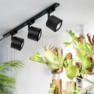 Barrina TR40c Track Grow Light System for Indoor Plants, 3 x 40W Heads, 5000K Full Spectrum Ceiling Grow Spotlight with 15°-60° Adjustable Beam Angle for Greenhouse with Timer, Black H-Type Rail
