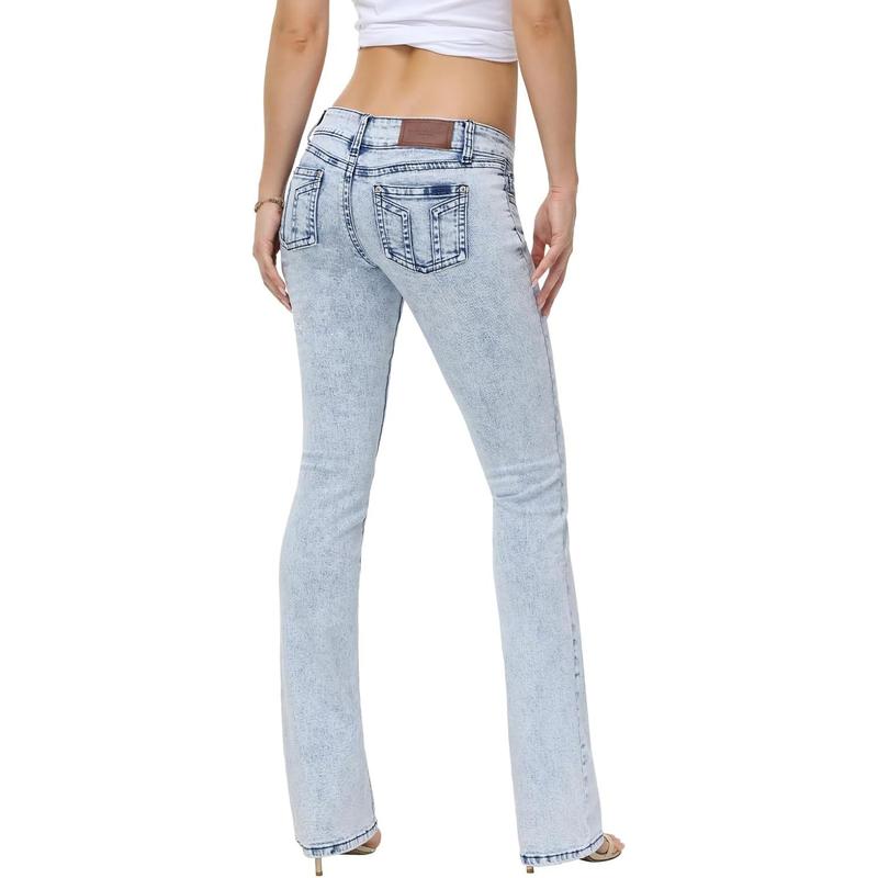 Women's Super Low Rise Stretchy Flared Jeans Slim Fit for Flattering Silhouette Bootcut Denim Pants(Runs Small)