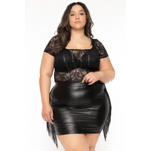 Plus Size Arabella Fringe Skirt -Black