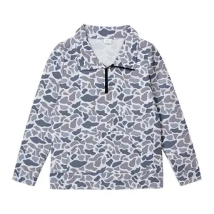 Women's Camo Print Y2K Cropped Long Sleeve Shirt Lightweigh Zip Up Jacket Workout Top