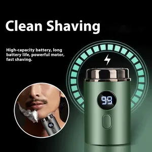 Travel Shaver Game-Changer!  Ultra-Slim Pocket Razor | IPX7 Waterproof | USB-C 1H Charge | Face/Beard/Body Grooming | Men's Travel Essential Avocado Green Rechargeable Storage