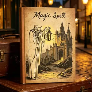 Vintage Magic Spell Book: Hardcover Wizard & Castle Design Grimoire, Antique Style Journal for Wicca, Witchcraft & Fantasy Lovers, Perfect for Spell Notes, LARP, Cosplay & Gothic Decor, Handmade Travel Journal