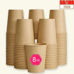 50/100pc 8oz disposable paper cup, Disposable Cups, suitable for coffee, beverages, cold drinks, juice and tea.  It is perfect for office family gatherings, picnics, barbecues, trips, weddings, holidays and daily use