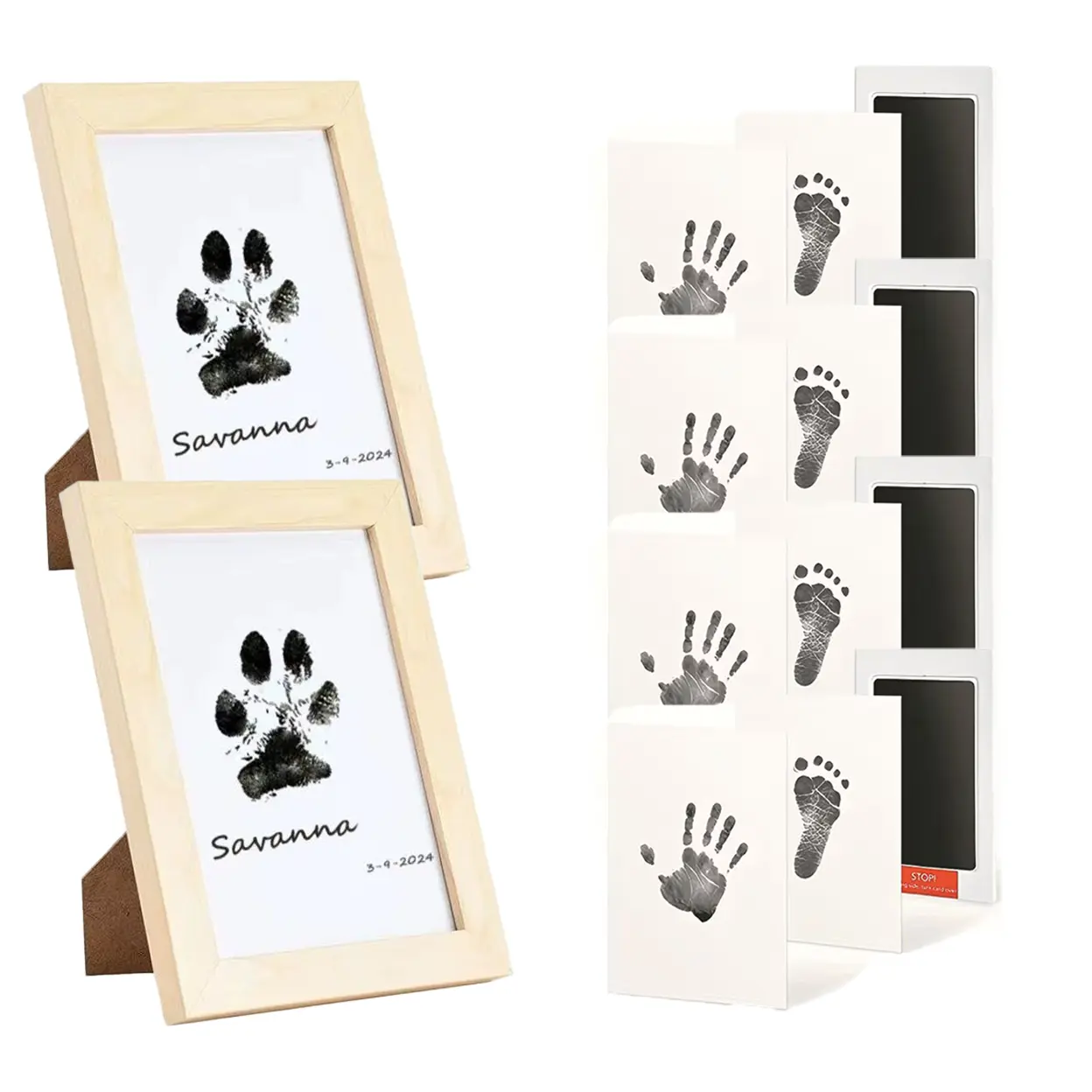 pet Paw Print Kit, 4-Pcs Ink Pads + 2 Photo Frame, Mess-Free Paw Print Stamp Pad for Dogs & Cats, Clean Touch Ink Pad, Dog Paw & Nose Print Kit, Keepsake Gift For Dogs And Cats, Memorial Gift,  Memorials imprint card, Pet Print Photo Frame Kit tiktokshops