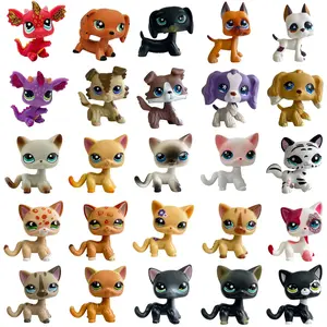 pet lps toys standing short hair cat pink #2291 black #2249 old animal kitten toys for girls collection
