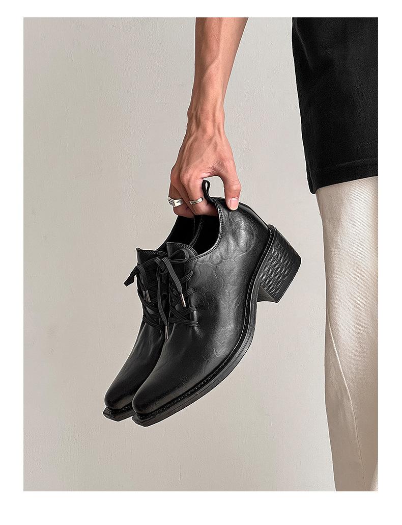 New 2026 British vintage lace-up Derby shoes for men, 7 cm hidden height lift, casual and business formal styles, fashionable leather dress shoes