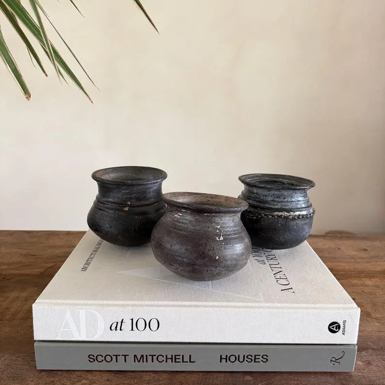 Vintage Indian Clay Pot | Hand Thrown Ceramic Pot | Wabi Sabi Home Decor | Rustic Clay Vessel