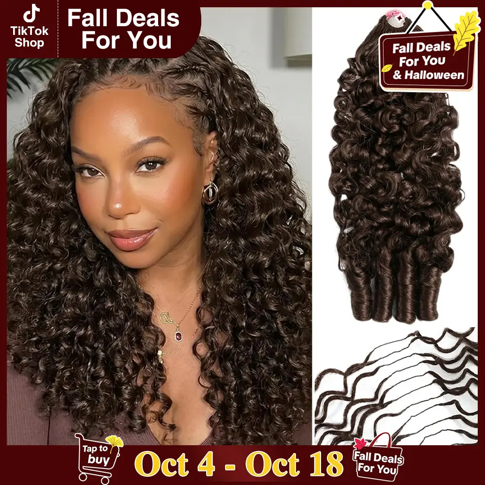 【Cheapest】Mamushow #4 Chocolate Brown Miracle Knots Feather Crochet Human Hair Bundles for Miracle Knots Human Hair Burmese Curly Wave Pre-Separated 60g/Pack Reusable Invisible 100% Virgin Human Hair Crochet Extensions Natural Black#tiktokshopstockup