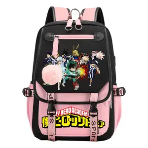 Hero Academia Cartoon Backpack 3d Printing Bag Daypack Classic and Versatile Comfortable Laptop Daypack Gifts for Family Friends Neighbors and Colleagues -Pink