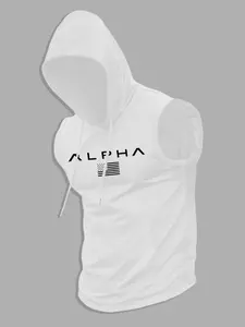 Men's Regular Fit Cartoon Astronaut Print Hooded Tank Top, Casual Sleeveless Top for Summer, Fashion Men's Clothes for Daily Wear, Athletic Tank Top