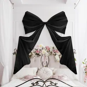 39 x 72 Inch Giant Big Wall Bow Decorations Hanging Ribbon Tie Bow for Birthday Coquette Party Baby Shower Wedding Bridal Bachelorette Decor Supplies, Black Polyester