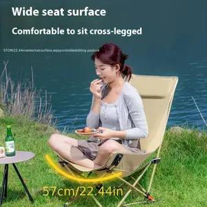 High Back Folding Outdoor Moon Chair, Load Capacity 260LBs, With Side Pocket, WithCarrying Bag, Folding Chair, Camping Chair, Beach Chair, Fishing Chair, Foldable SteelFrame, BBQ Camping Essentials.SlZE: 35*18*18inch (90*47*47cm)