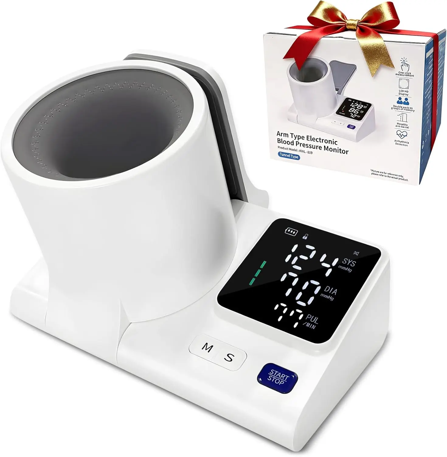 Upper Arm Blood Pressure Monitor for Home Use, Barrel Design One-Touch Blood Pressure Machine, Auto-Fit Wide Range 7.1"-16.5", 3-Color Backlight, 2 Users 2×99 Memory Massage Device Daily Grandparents Massage Device