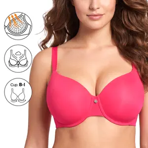 HSIA Cloudnest Mia Lightly Lined Plus Size Seamless Full Coverage Underwire Bra Smoothing Minimizer Cooling T-Shirt Bra with Adjustable Wide Straps Bra for Big Busted Women