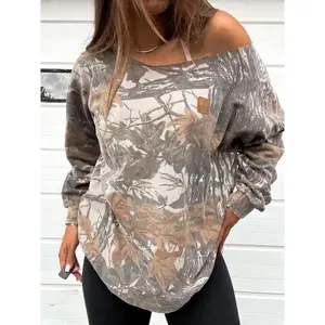 European and American 2025 Printing Crew Neck Casual Women's Sweater Top Sweatshirt Womenswear Hoodie Comfort Pullover Long Sleeve