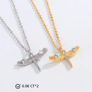 Dragonfly Moissanite Necklace S925 - Round Cut - Lore Jewelry