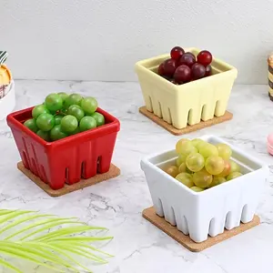 Multicolor Melamine Berry Baskets, Rustic Berry Bowls Colanders, Square Fruit Bowls, Versatile Kitchen Storage Containers, Organiser